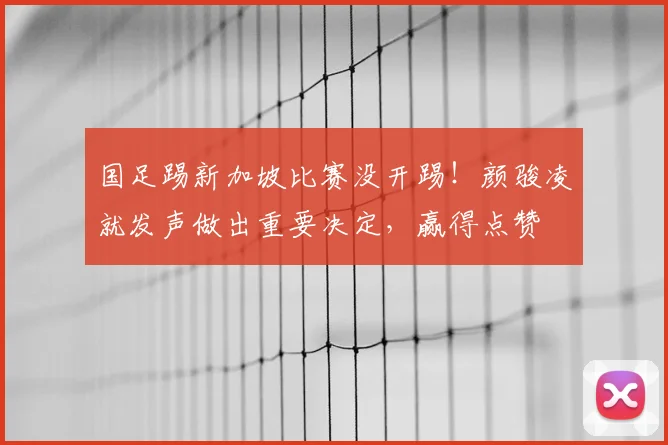 国足踢新加坡比赛没开踢！颜骏凌就发声做出重要决定，赢得点赞
